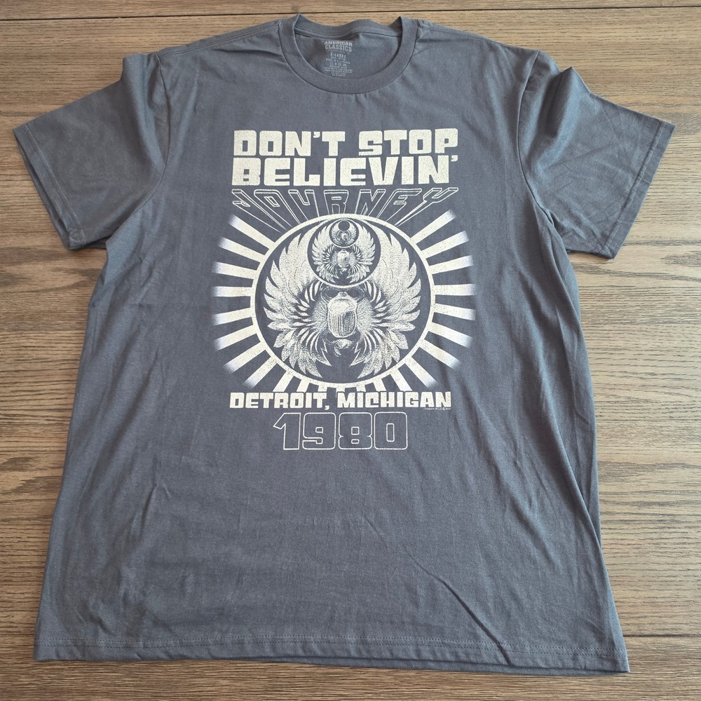 Journey Dont Stop Believin Detroit 1980 Graphic Tee XL Black